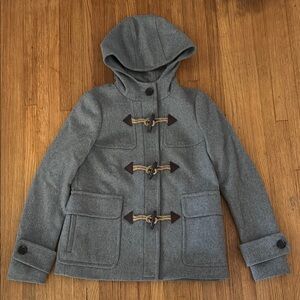 J. Crew Gray Utility Jacket with Hood and Toggle Closures